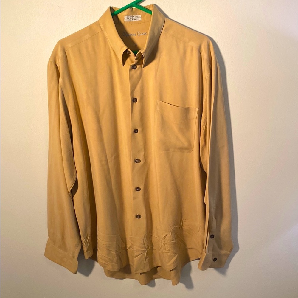 Tan Classic Dress Shirt with Buttoned Cuffs
